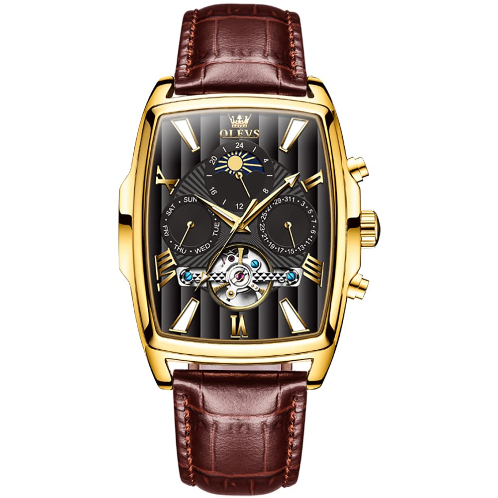 OLEVS Orologi da uomo oro blu regali acciaio inossidabile orologio impermeabile luminoso casual elegante uomo con diamante viso business quarzo orologio da polso, 2889-oro, Bracciale