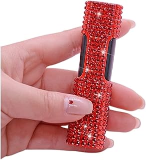 Metal lighters, Small Cute Inflatable Cigarette lighters, Windproof lighters，Bling Glitter Rhinestone Lighters for Women Lady Wife Gift (Color : Red)