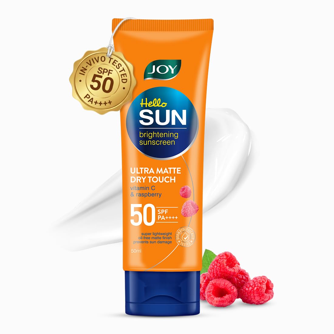Joy SPF 50 PA++++ Matte Sunscreen for Oily Skin, 50ml Travel & Purse Size | Zero White Cast, Water Resistant Broad Spectrum Face Sunscreen for On-The-Go Use