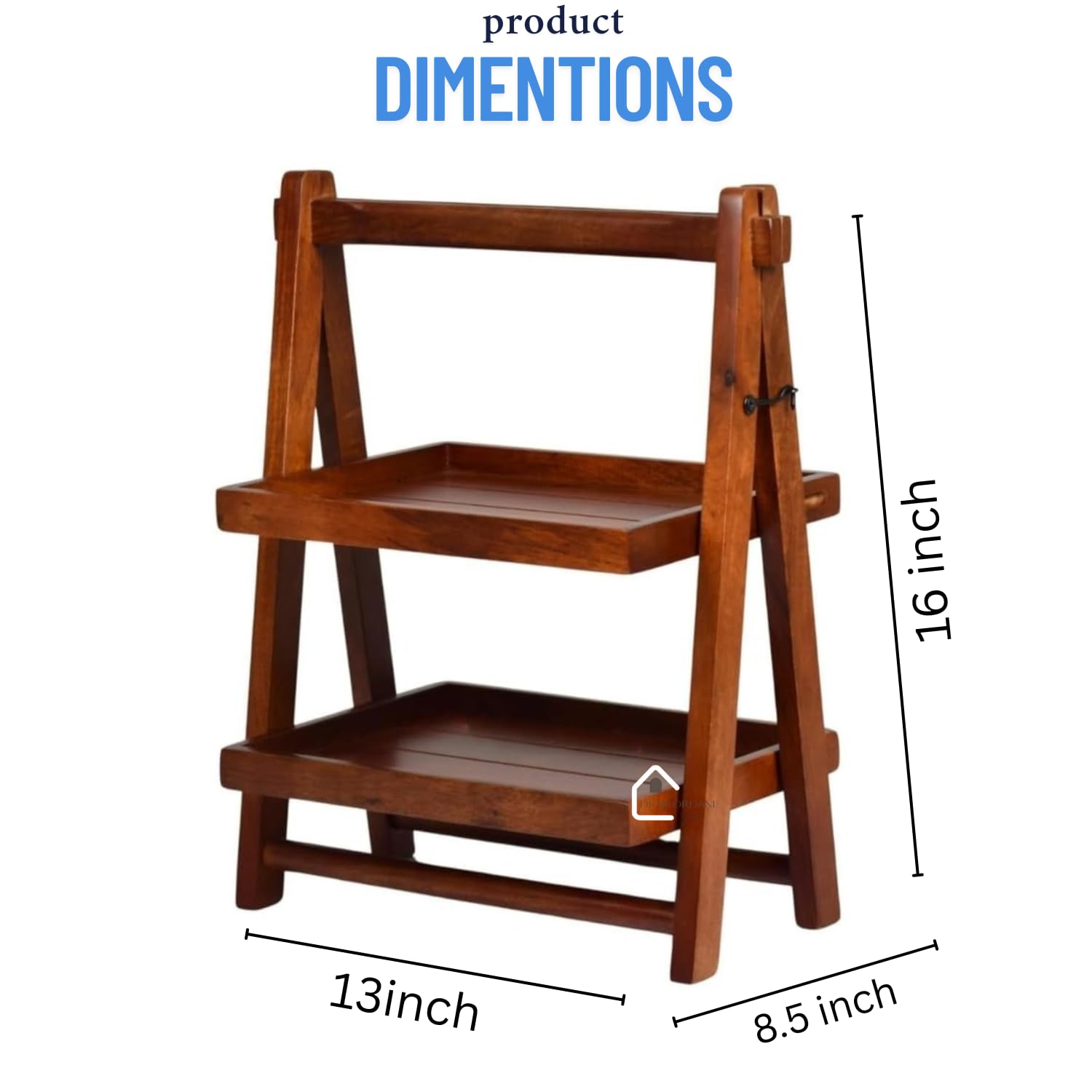DearOrdane Store 2-Tier Wooden Display Shelf, Rustic Brown Storage Stand, Kitchen Organiser with Handle DearOrdane Store 2-Tier Wooden Display Shelf, Rustic Brown Storage Stand, Kitchen Organiser with Handle