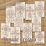 Redwork Ornate Crosses Christian Embroidery Machine Designs on CD - Multiformat