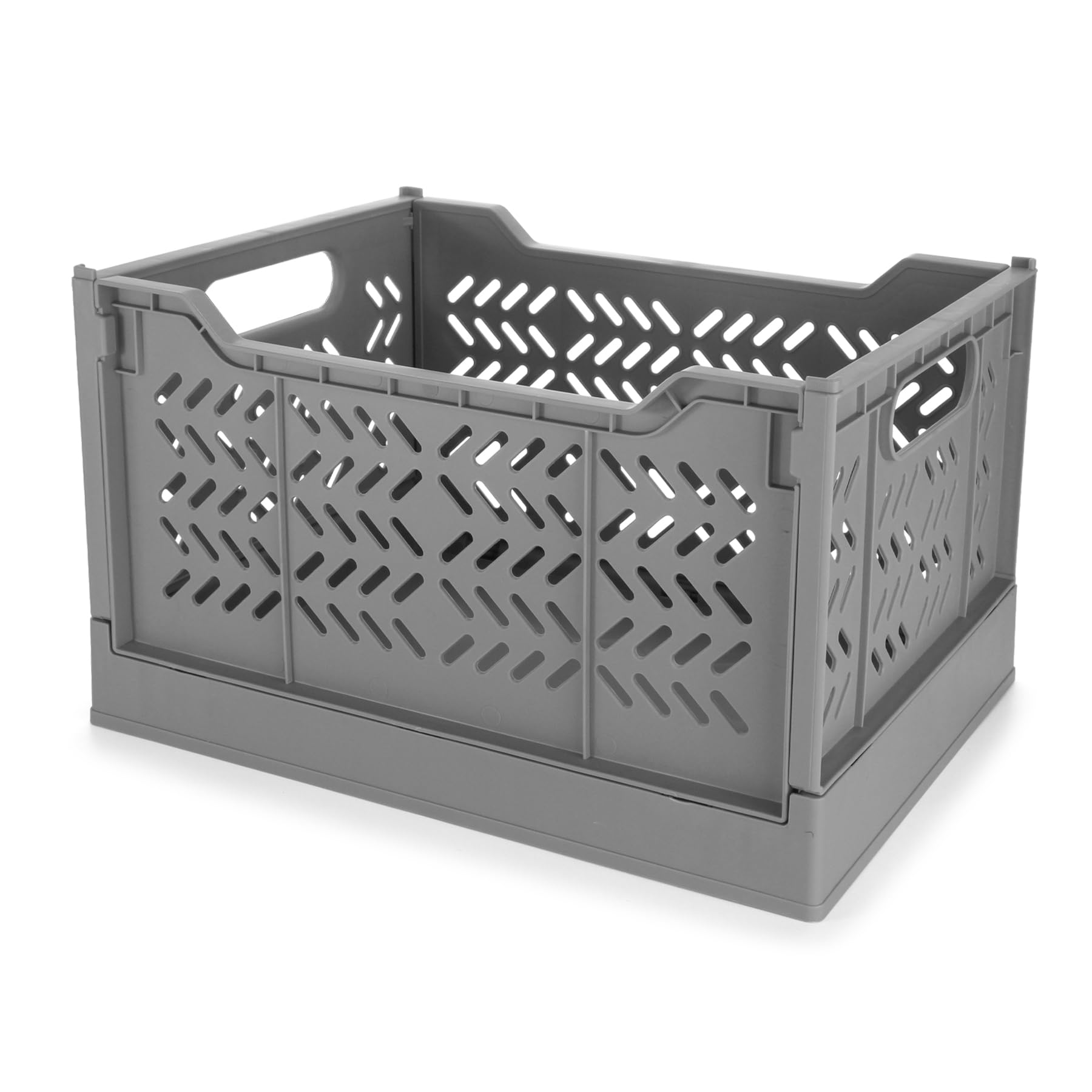 2 cestas de almacenamiento grandes, plegables, de plástico, para cocina, habitación de los niños (gris)