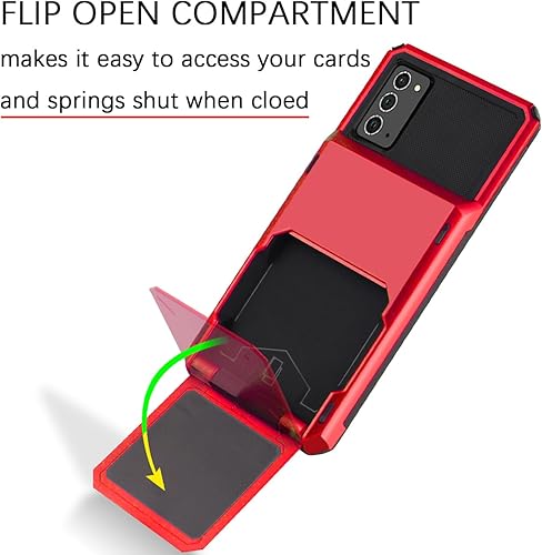 Miniatura 4 de Funda tipo cartera para Galaxy Note 20, con ranura para identificación, resistente a los arañazos, de doble capa protectora, carcasa rígida de goma