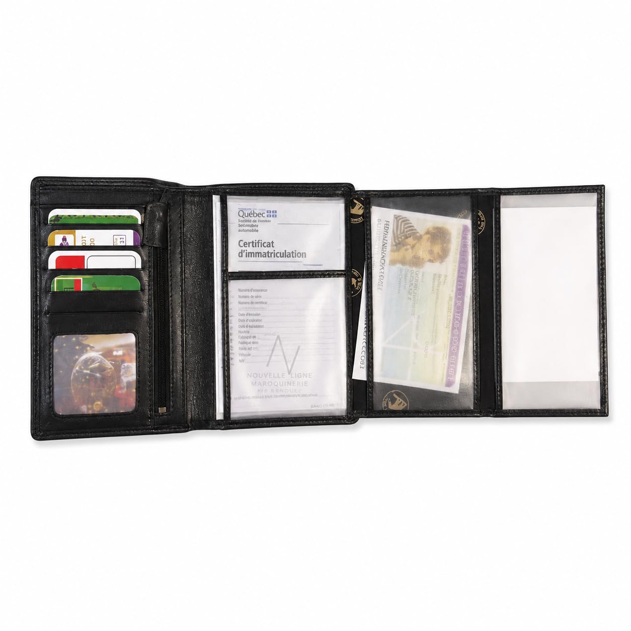 Elephant - Grand Classique Portefeuille en Cuir Noir N1328 - Grand Portefeuille Homme Pack Cadeau Noël. Une fête. Un Anniversaire