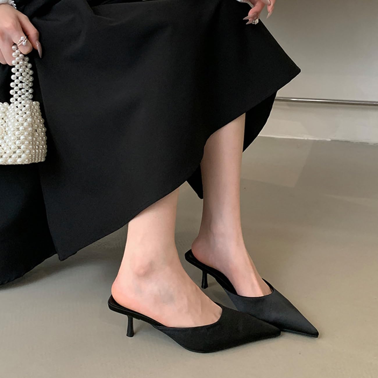 UFEDO Fashion Kitten Heel Mules for Women Slip On Mules Backless Kitten Heel Pointed Toe Wedding Party Dress - Image 6