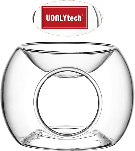 Miniatura 5 de Uonlytech Portavelas de vidrio transparente quemador de aceite esencial Quemador de cera de vela de tarta calentador difusor aroma calentadores de