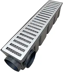 Ralo Linear 10x50 Alumínio Fundido com Tela e Coletor Plástico Modular Saídas de 75mm