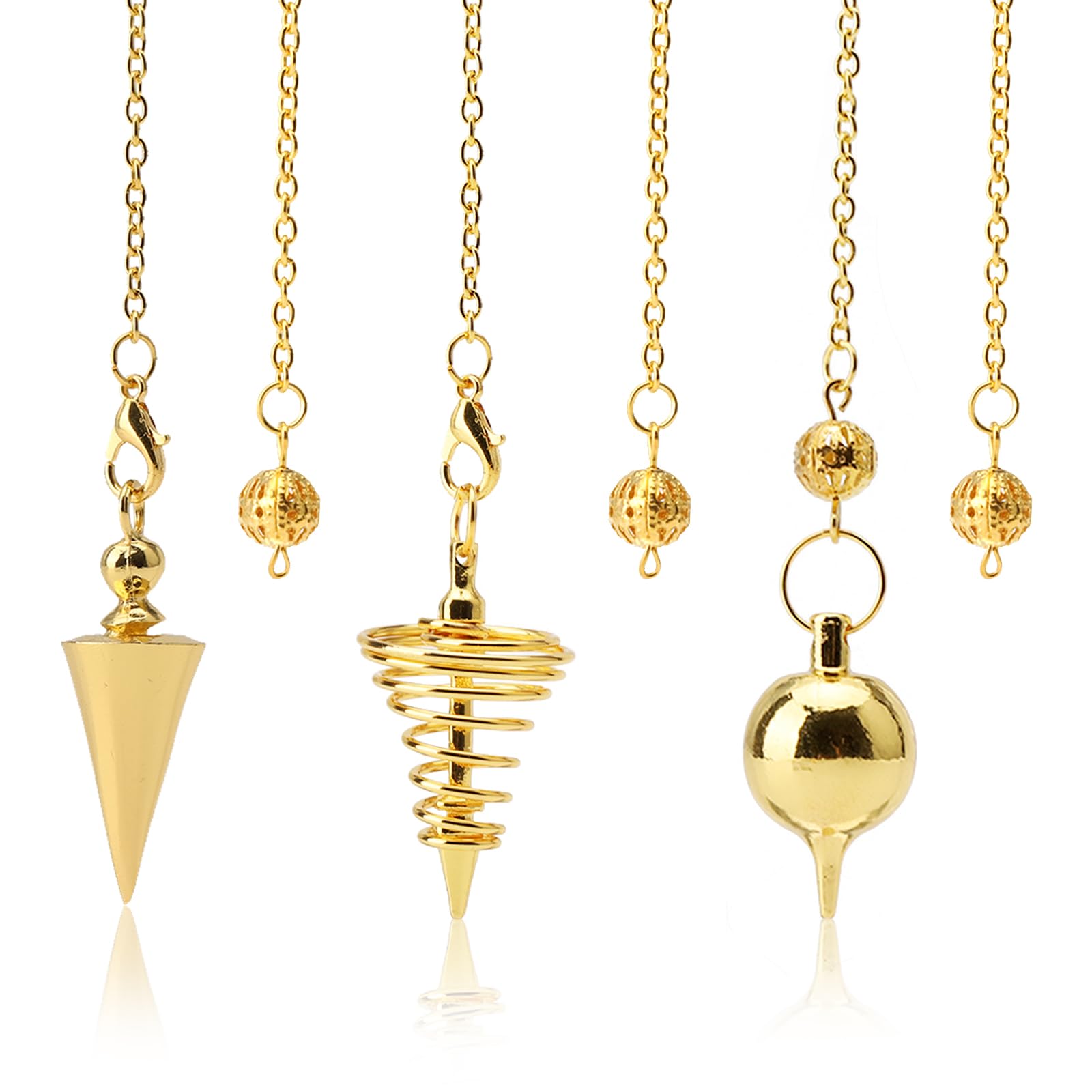 3 Pezzi Pendoli in Rame Dorato Pendulo Radiestesia Péndulo Pendulos per Divinazione, Accessori per Tarocchi, Regali di Bilanciamento per Gli Amanti dei Tarocchi