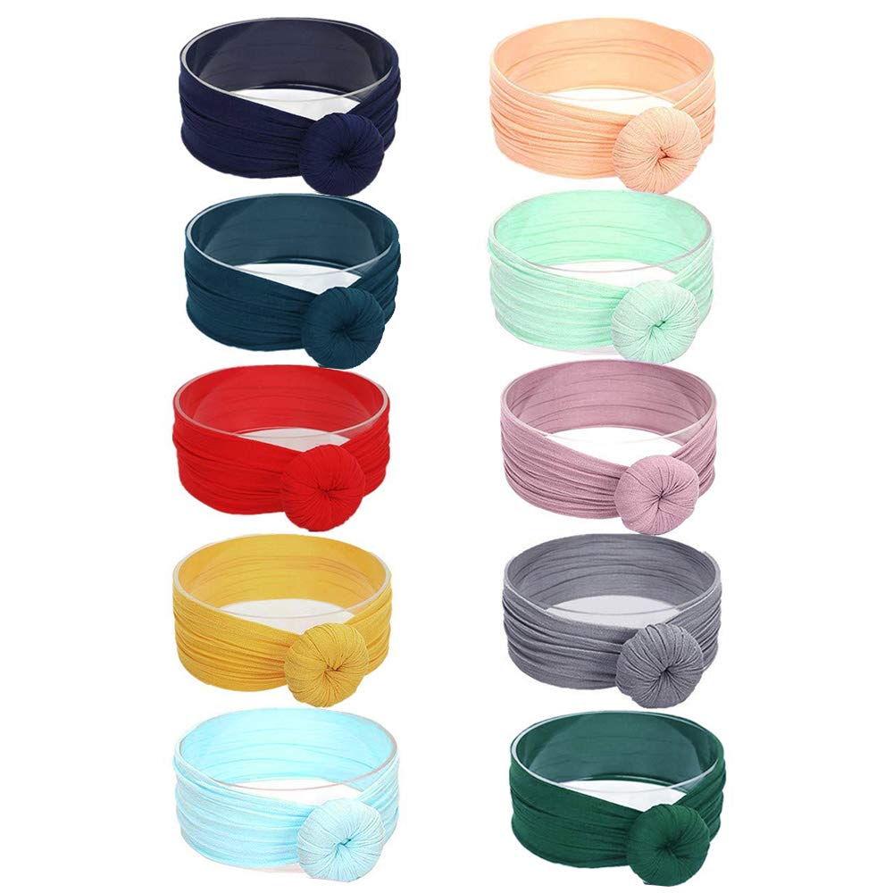 10 Pack Baby Girl Headbands baby Headbands Baby bows Turban Knotted Nylon Newborn Head Bands Infant Toddler Hairbands and Bows Child Hair Accessories