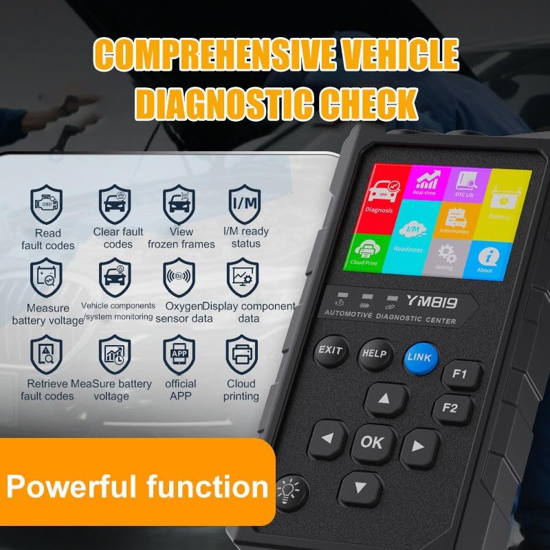 Wireless OBD2 Scanner Diagnostic Tool, OBDII Code Reader for iOS & Android, Check Engine Light Reader with Live Data, I/M Readiness, Battery Test & Code Reset, Compatible with All Vehicles Since 1996