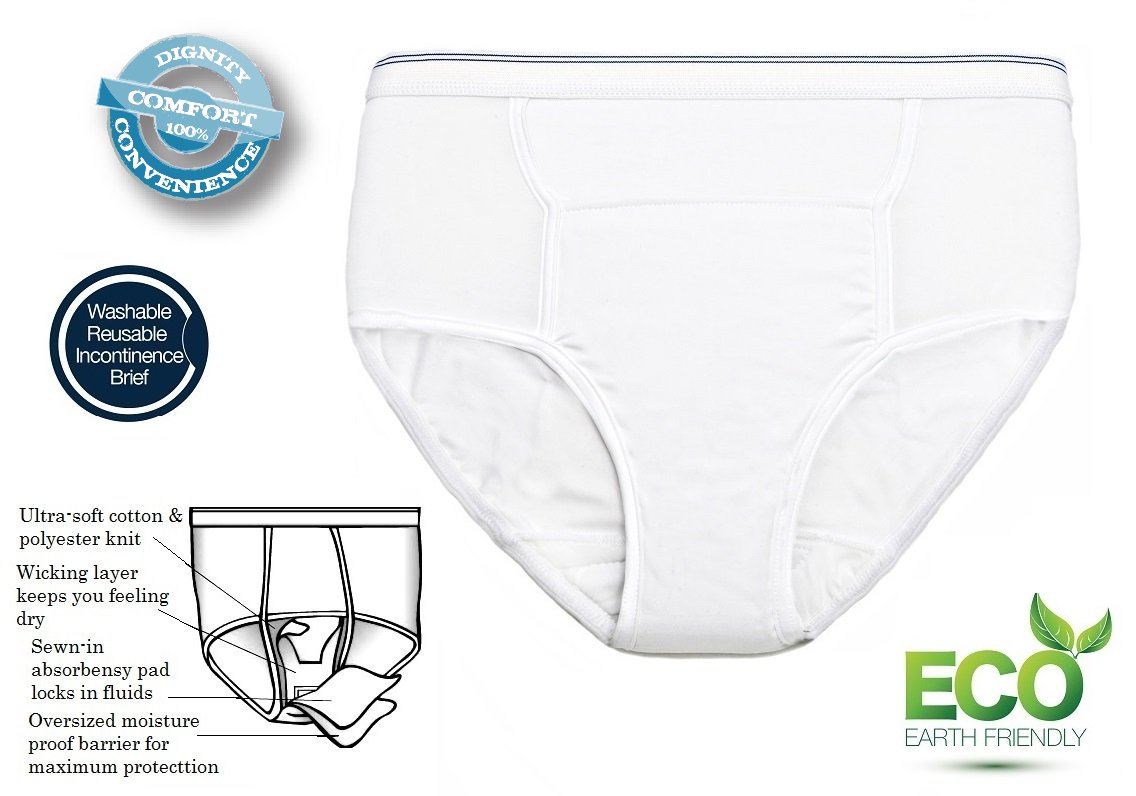 Comfort Finds Men's Reusable Incontinence Brief 6oz 3-Pack - White - Large 38-40 - 3 Pack