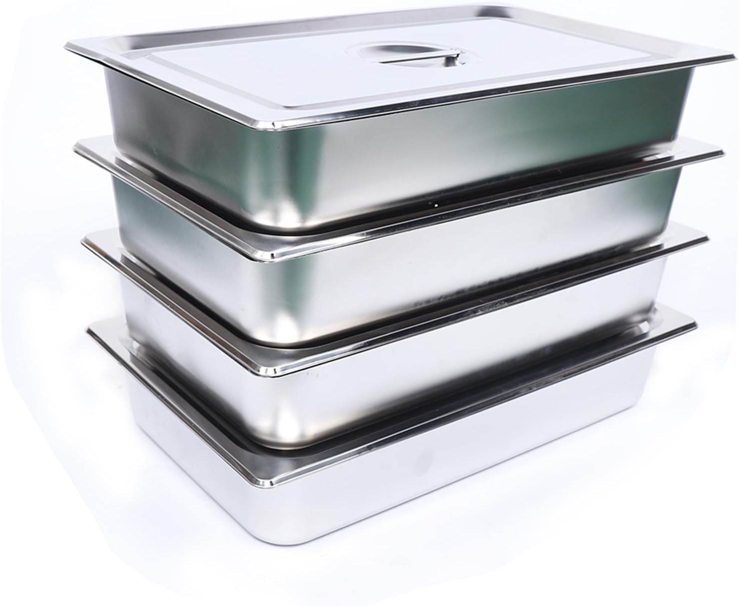 Juego de 4 recipientes para Calentar Alimentos, Adaptador para Platos de frotamiento para buffets de hoteles, Empresas de Catering, recepciones, entornos de autoservicio, restaurantes,Plata