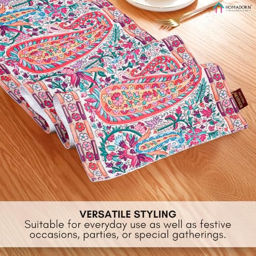 Image of HOMADORN Premium Digital Printed Table Runner - Double Layered Durable Fabric, Elegant Dining & Coffee Table Decoration, Fade-Resistant Prints, Easy Care (13x72 Inches ( 6 Seater), Heritage Paisley)