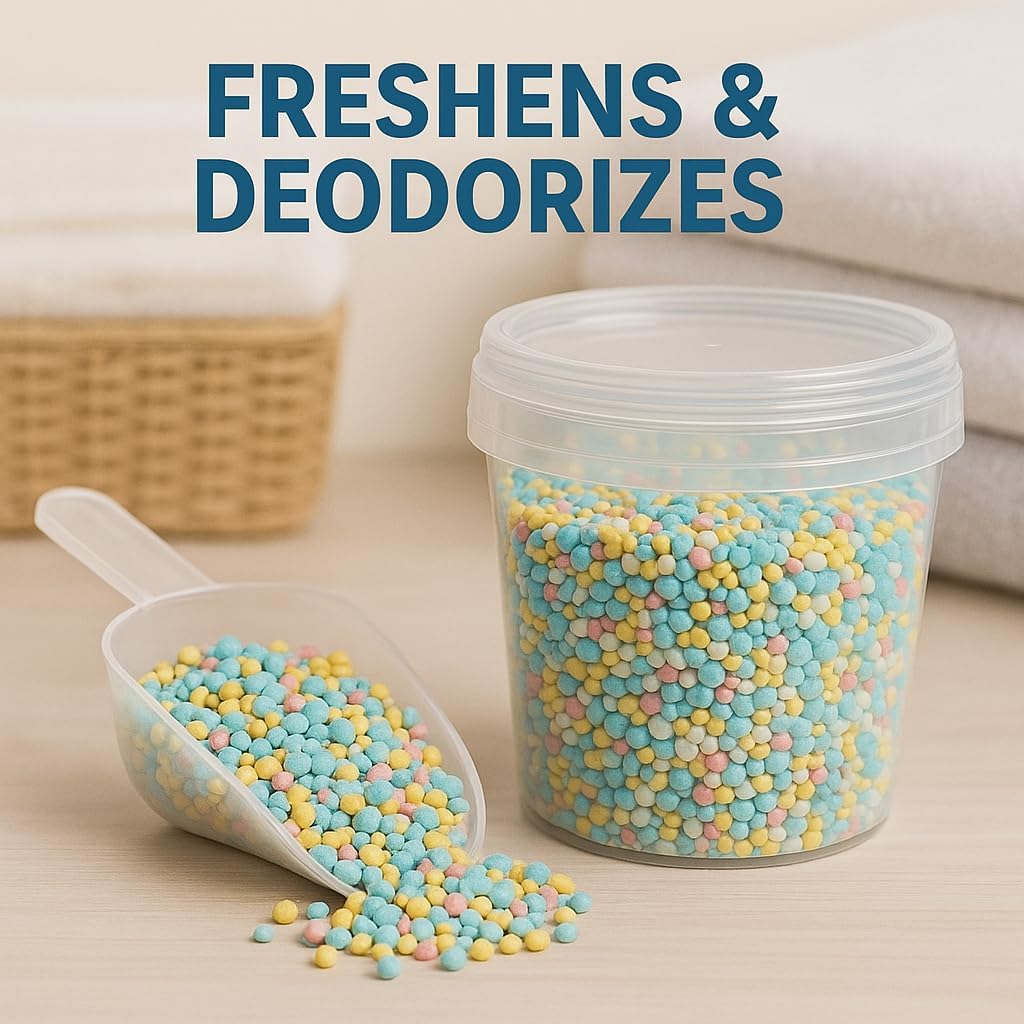 Scented Laundry Beads, Phosphate Free, 80 Ounce, Multicolor Fresh Fragrance, Static Reducing Fabric Deodorizer, 5 Pound Container