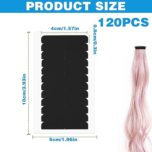 Miniatura 7 de 120 cintas de extensión de cabello de doble cara, cinta de repuesto para extensiones de cabello, cintas adhesivas de cabello humano, cinta de