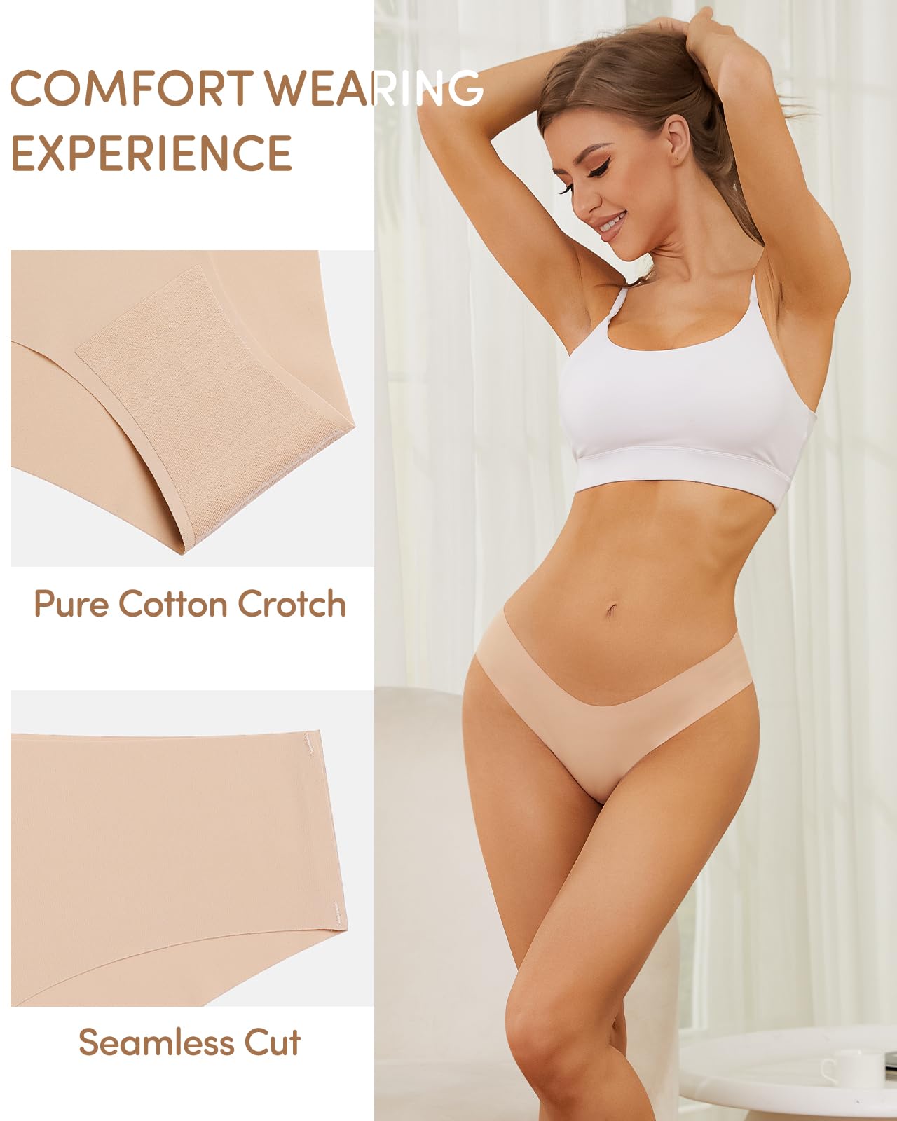 Adorel Culotte sans Couture Slip Invisible sous-vêtements Femme Lot de 6