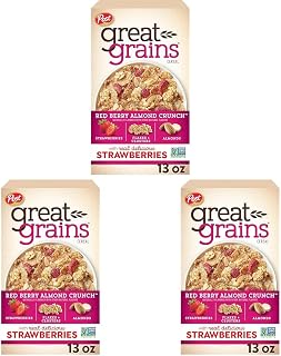 Red Berry Almond Crunch Cereal, Strawberry Cereal with Granola Clusters and Sliced Almonds, Non-GMO Project Verified, 13 OZ Box (Pack of 3)