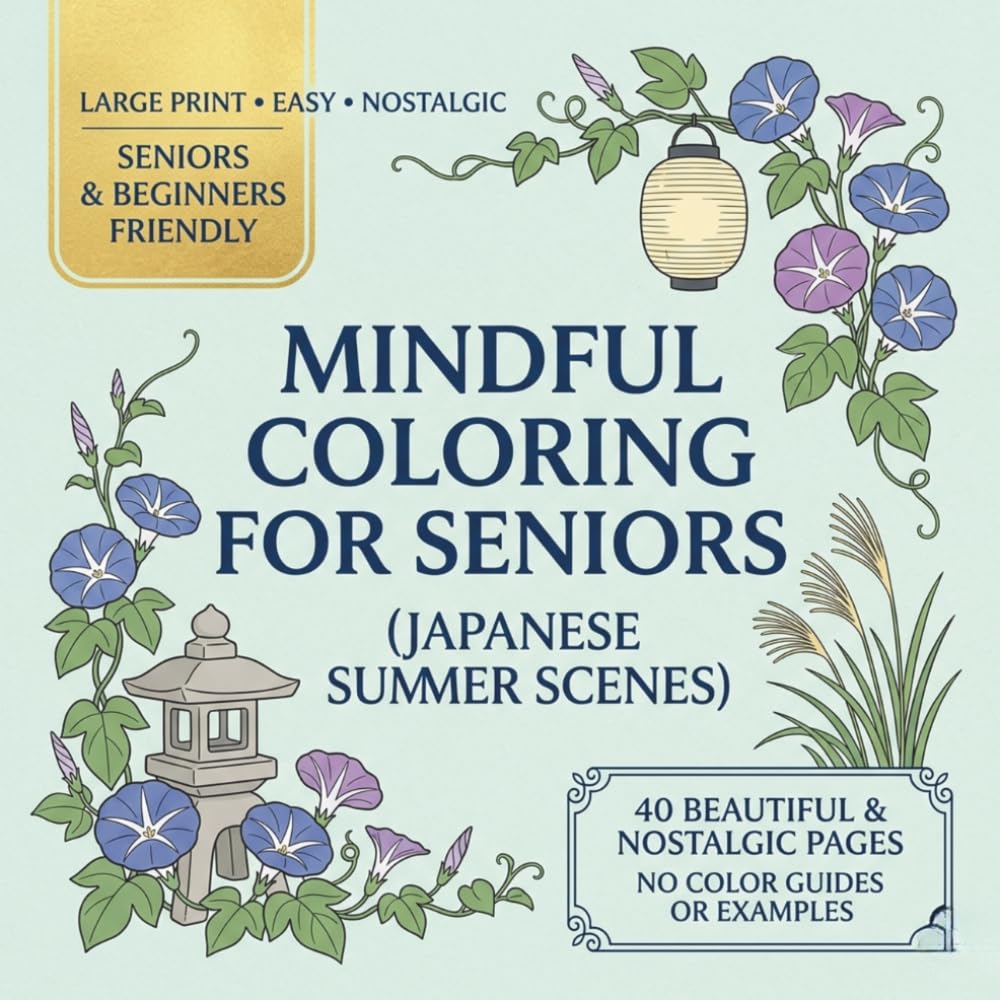 Mindful Coloring for Seniors: Japanese Summer Scenes Edition