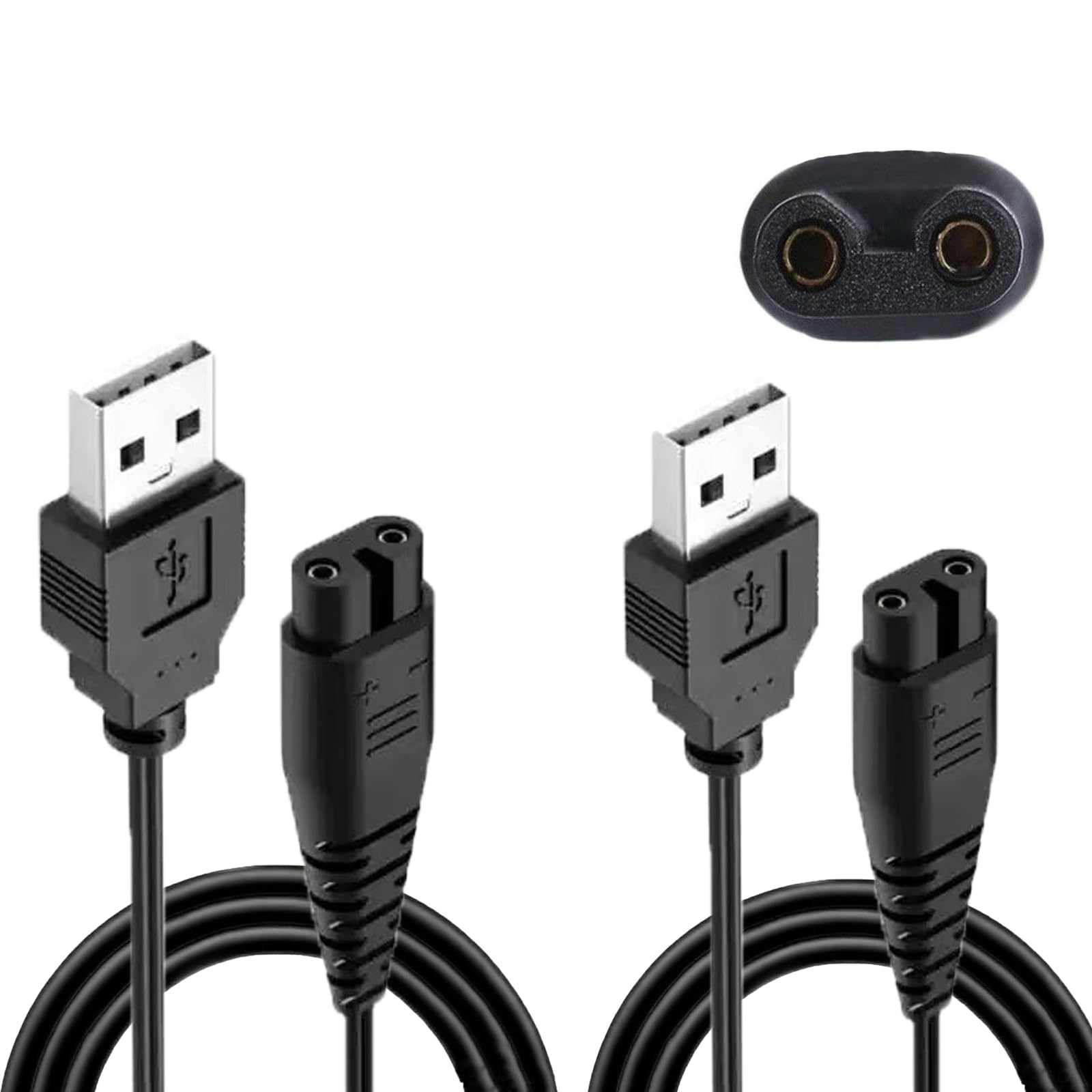 Cavo di ricarica USB per Hatteker, cavo di ricarica nero da 1,5 m, confezione da 2 | Cavo di alimentazione di ricambio adatto per regolabarba RFC-588 RFC-598 RFC-690 RFC-692 RFC-696 RSCX-7568 RSCX-9598