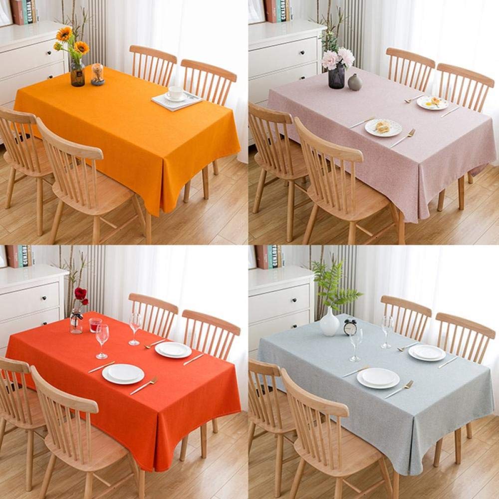 Mantel Antimanchas Rectangular Impermeable Algodón de Color Liso Manteles para Mesas de Tela Rojo Anaranjado 180 × 180cm