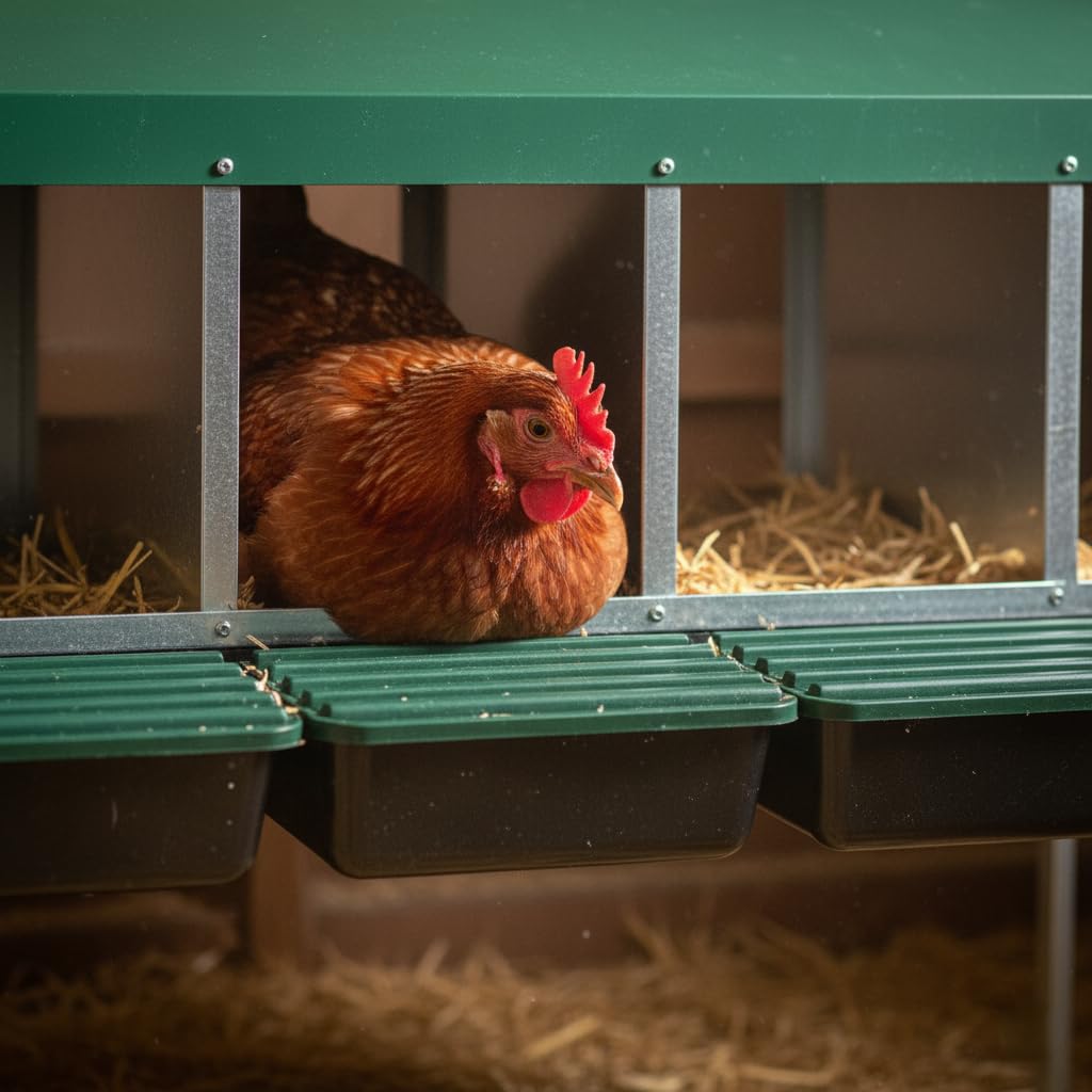 Agrarzone Nido per galline ovaiole a 2 piani - 10 scompartimenti, Salvaspazio con raccolta uova esterna, Robusto e durevole in metallo zincato - Ideale per grandi allevamenti