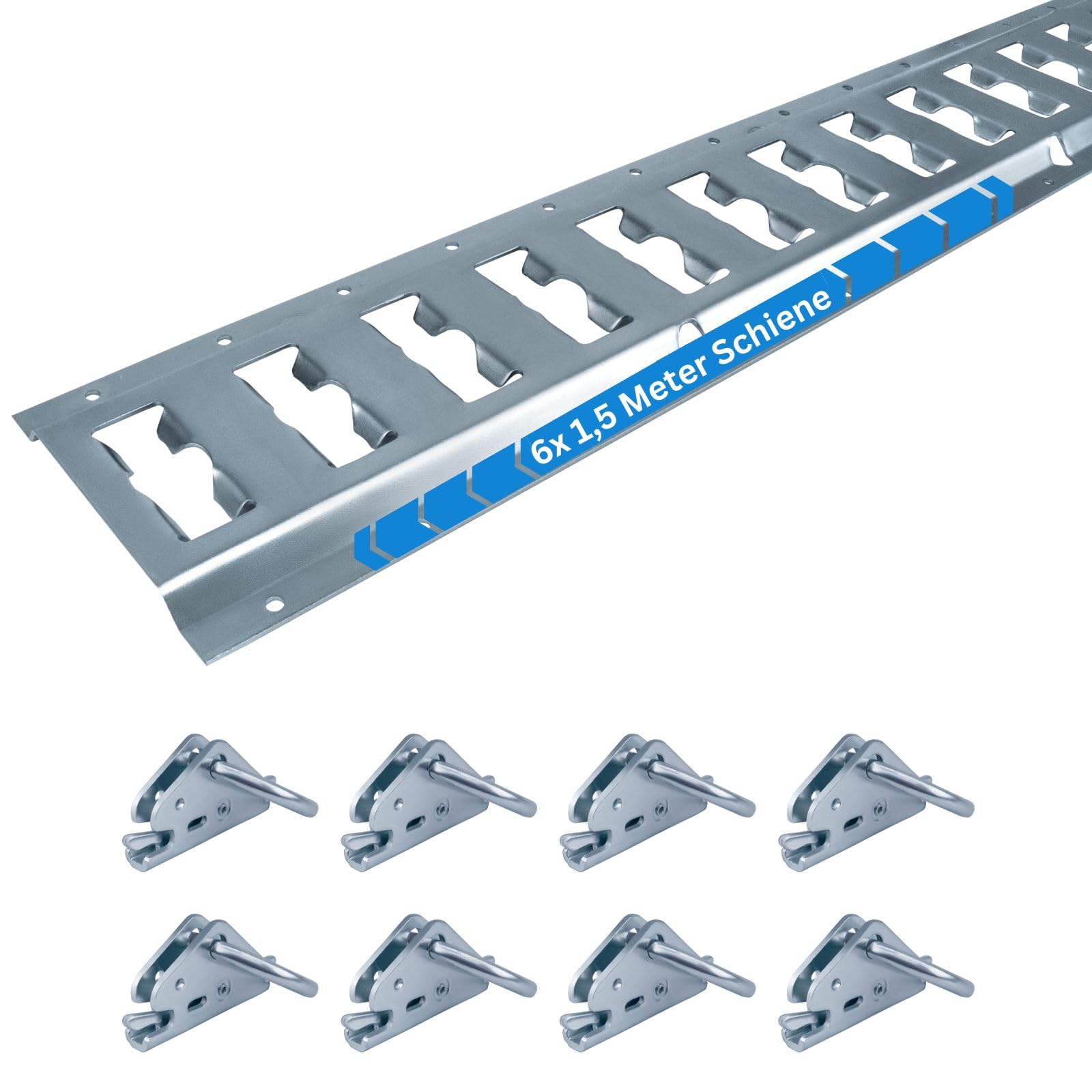 Ankerschiene Kombi Zurrschiene 6X 1,5 Meter (1542mm) mit 8 Zurrfittingen LKW, Anhänger, PKW