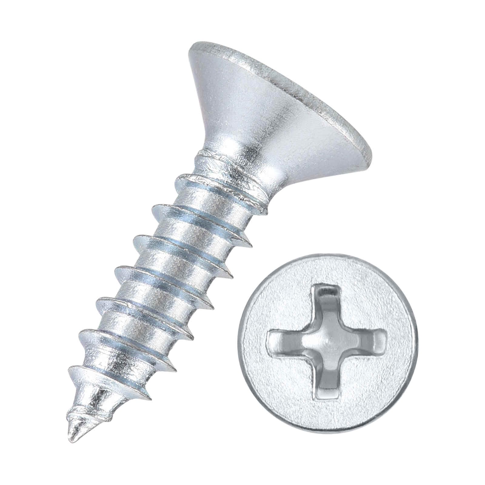 Kozelo 40pcs Phillips Flat Head Wood Screws - [ST4.2x16mm] Carbon Steel Countersunk Self Tapping Screws for Furniture Assembly, Interior Trim, Outdoor Construction, Bluish-white — image 1