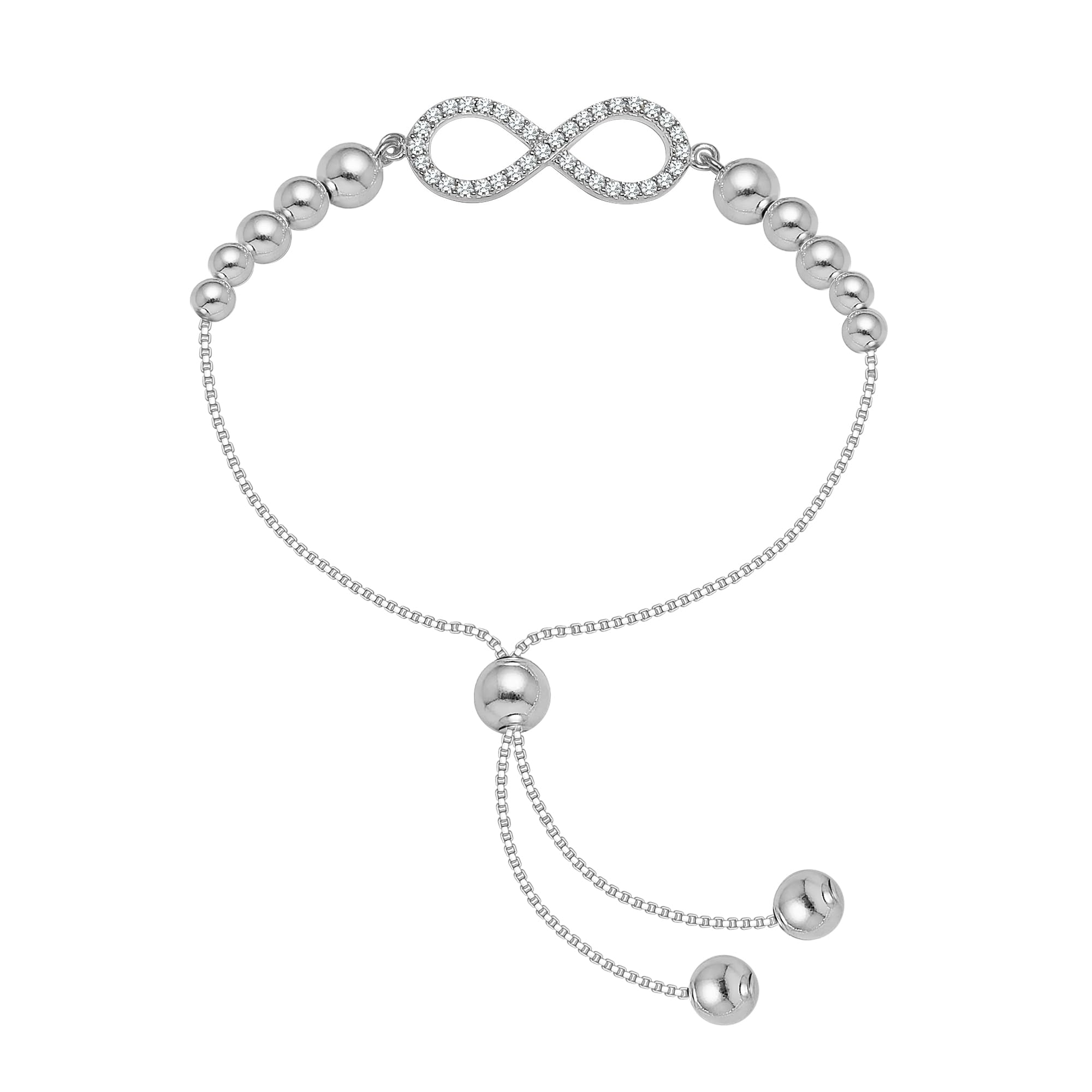 ACPL 925 Sterling Silver BIS Hallmarked Fancy Modern Infinity White Zircon Ball Bead Sliding Bolo Bracelets for Women and Girls (B0844MZZ3N) Amazon Price History, Amazon Price Tracker