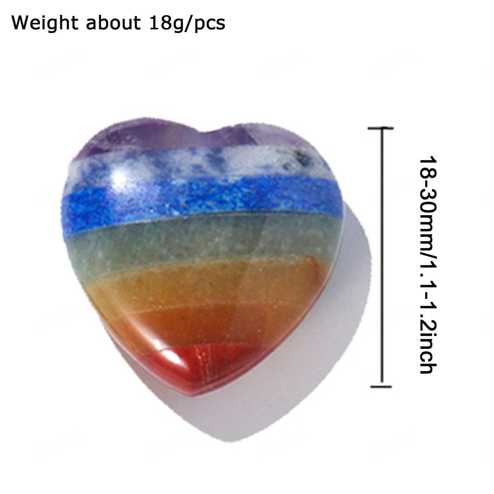 5 Piedras de Cristal de Corazón. 7 Cristales de Chakra Piedra de Preocupación de Palma de Cristal Curativo - Piedras Preciosas en Forma de Amor Pulidas Naturales