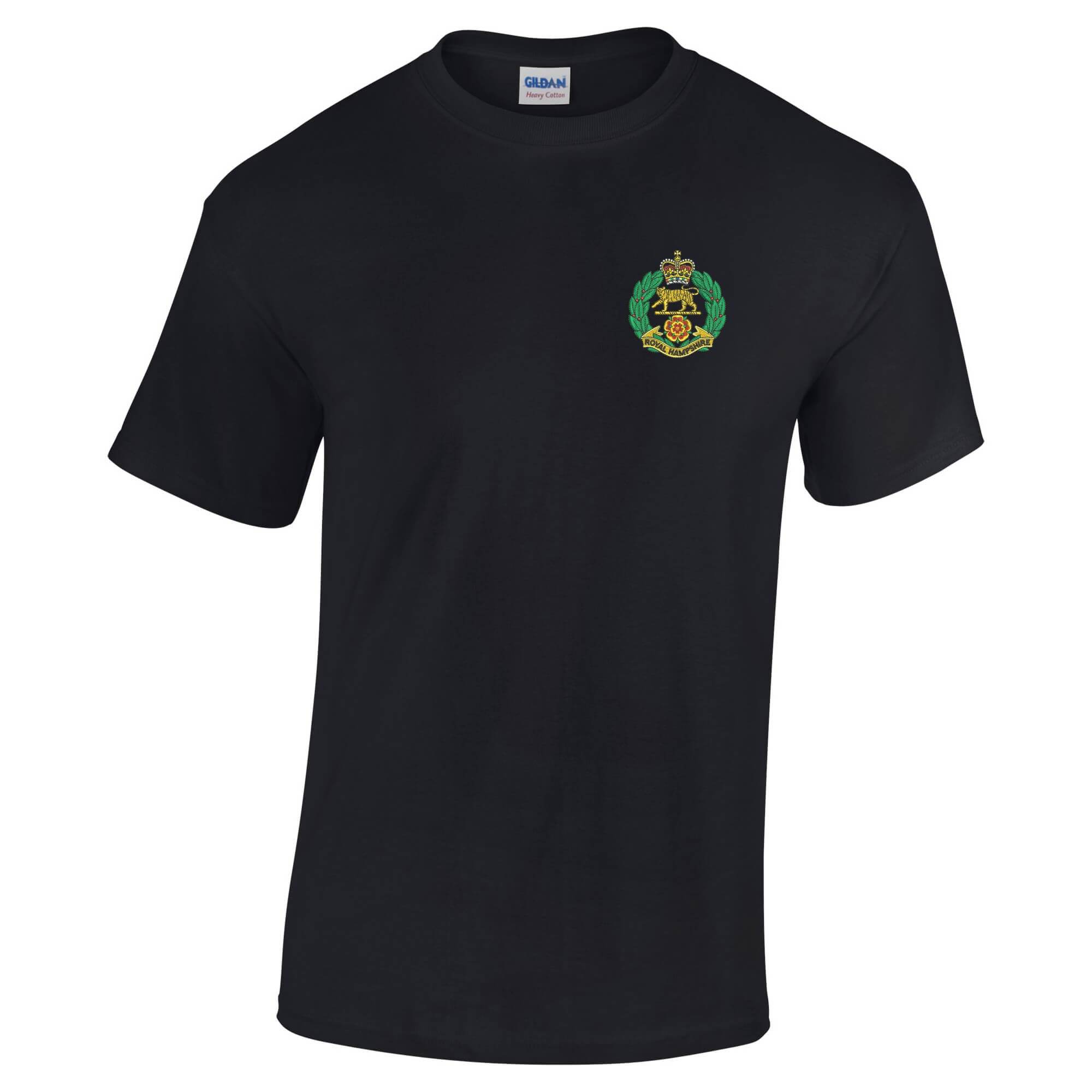 Pineapple Joe's Men's Black Royal Hampshire Regit Embroidered T-Shirt - Large