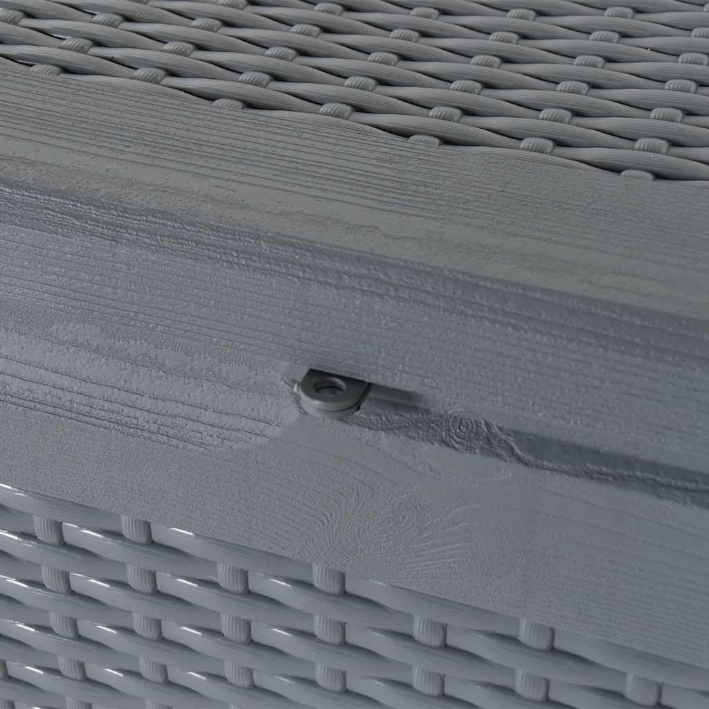 Cassapanca da giardino in rattan PP da 270 litri, design semplice per cuscini e imbottiture, robusta cassapanca da giardino in polipropilene con maniglie laterali per una facile installazione