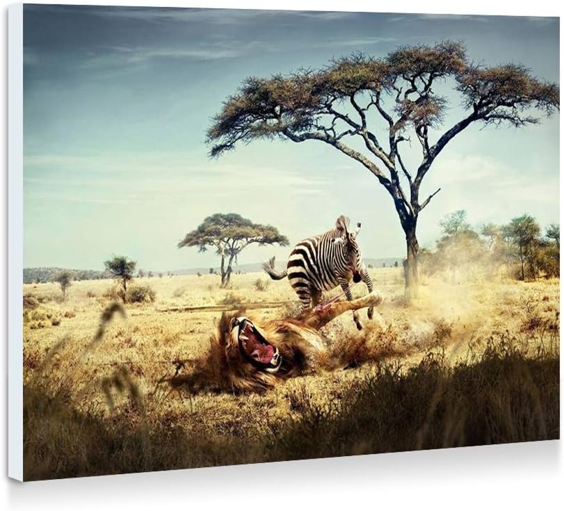 シマウマの戦いライオン 創造的な絵 壁の絵 壁掛け ソファの背景絵画 シマウマの戦いライオン 創造的な絵 壁の絵 壁掛け ソファの背景絵画
