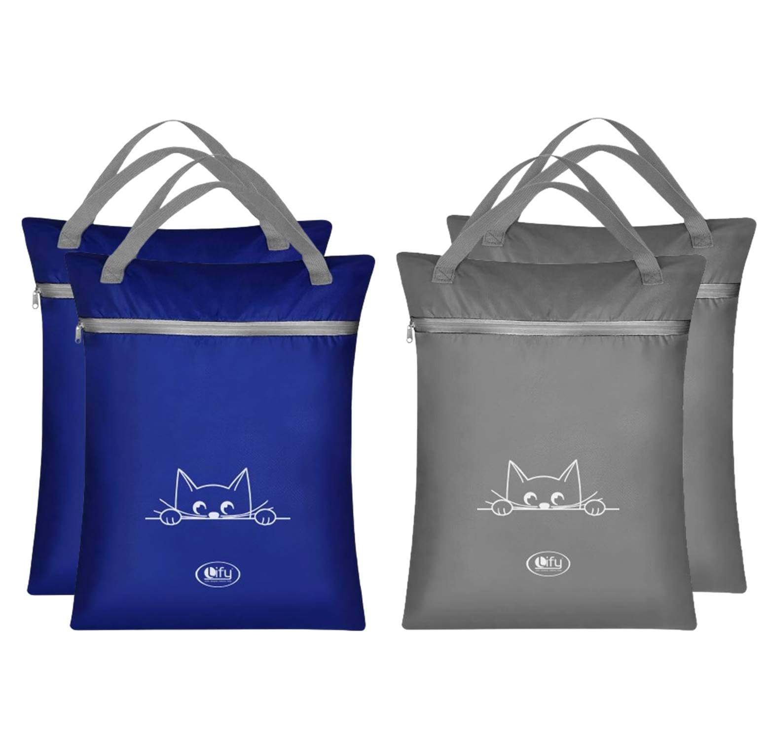 Lify Nylon 4Pcs Large (20'' X 15" Inch) Travel Laundry Bag Water-Resistant Wet Dry Bag Washable Dirty Clothes Drawstring Bag Bathing Suit Workout Bag (Grey(2Pcs)+Navy Blue(2Pcs))-image-15