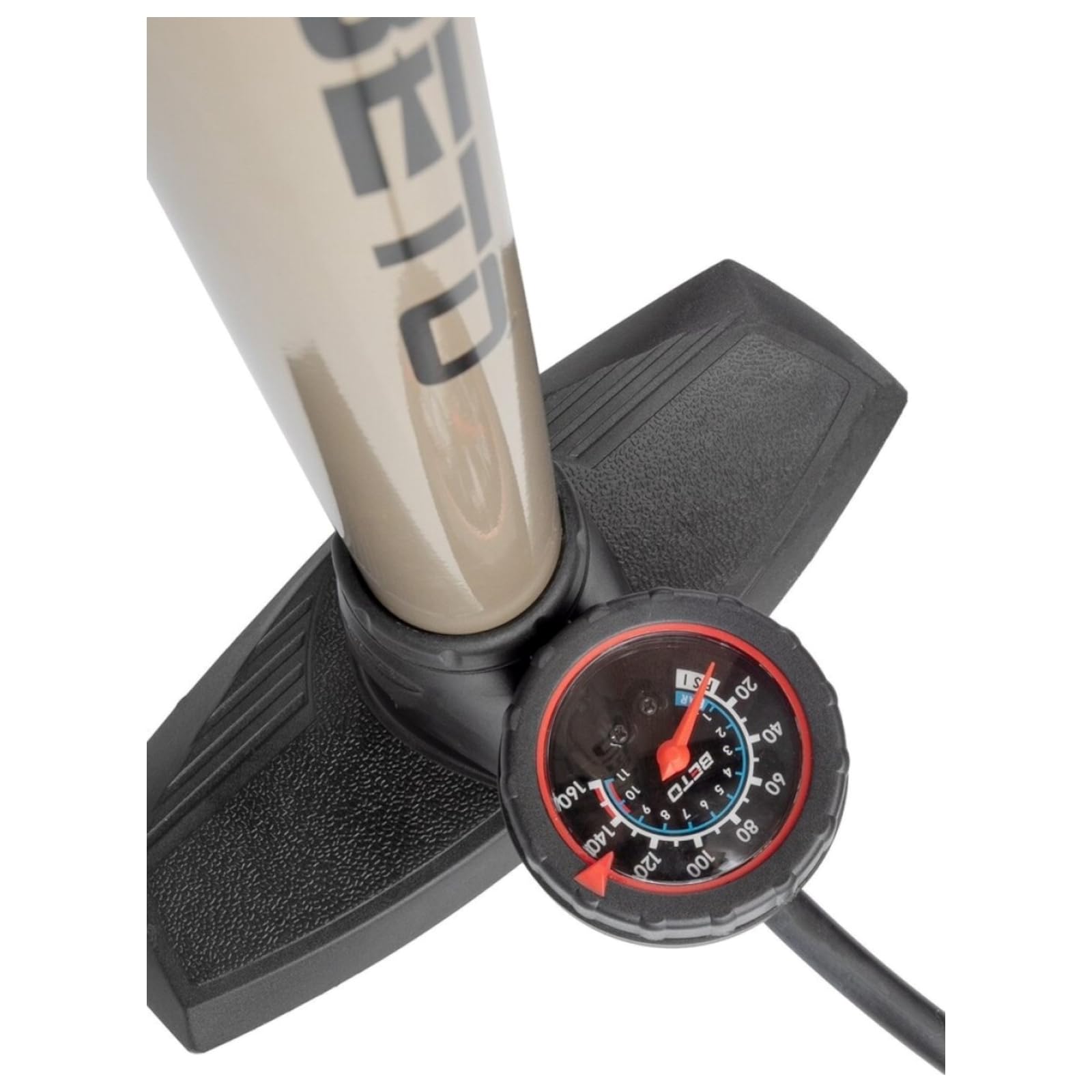 Beto High Pressure - Bomba de pie para Bicicleta con medidor, Color Negro y Bronce, Talla única