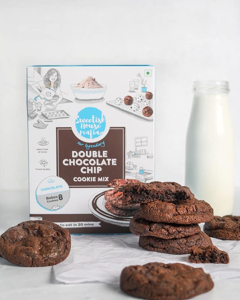 Sweetish House Mafia Double Chocolate Chip Cookie Premix (7-8 Cookies) | Easy to Make Cookie Baking Mix | Cookie Dough Powder - 250g