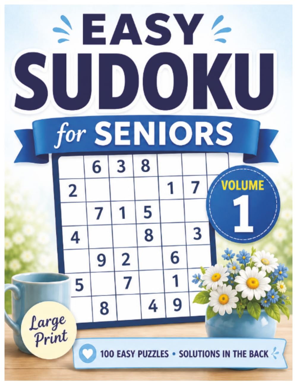Easy Sudoku for Seniors – Volume 1: 100 Large Print Puzzles for Relaxation, Focus and Brain Exercise with Solutions Included