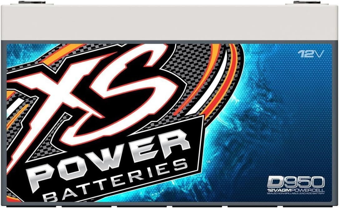 XS Power D950 2100 Amp AGM Battery with M6 Terminal Hardware - 12 Volt 40Ah 605CA Deep Cycle AGM Powercell for UTV, Car Audio Systems - 21.8 lbs, Maintenance Free, Sealed Design