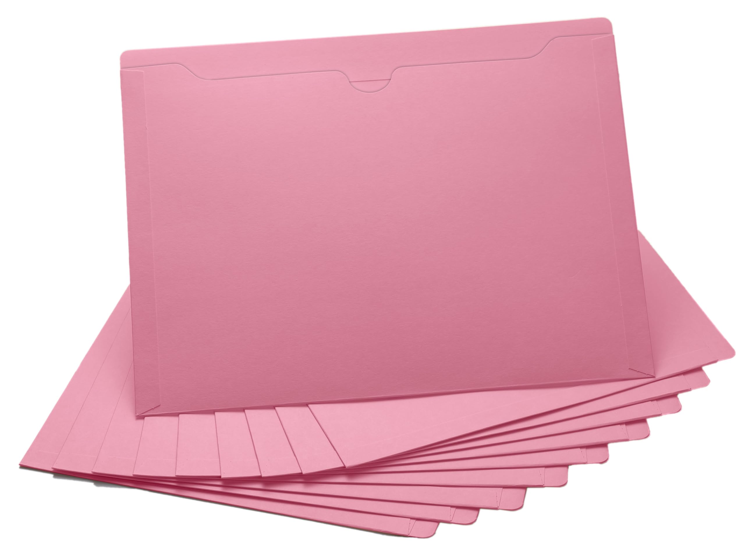 Pink File Jackets, Flat-No Expansion, Letter Size, Reinforced Straight-Cut Tab, 10 Pack