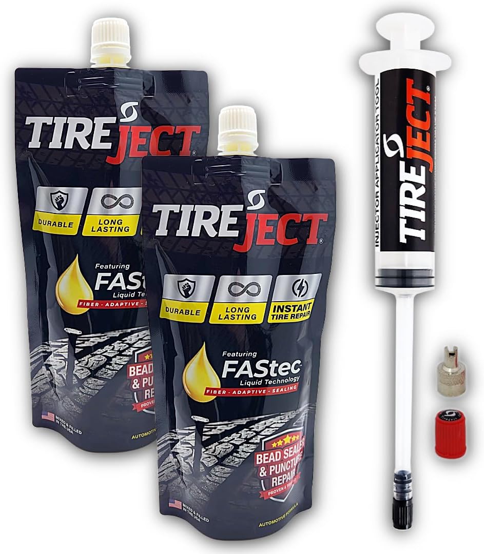 TireJect Full-Size Truck/SUV Instant Tire Repair Sealant Kit (2-Pack with Injector) - Seal Punctures & Bead Leaks