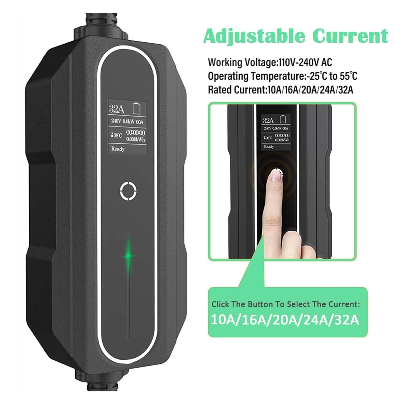 Amazon.co.jp: EV充電器、 ポータブル EV 車の充電器タイプ 1 J1772