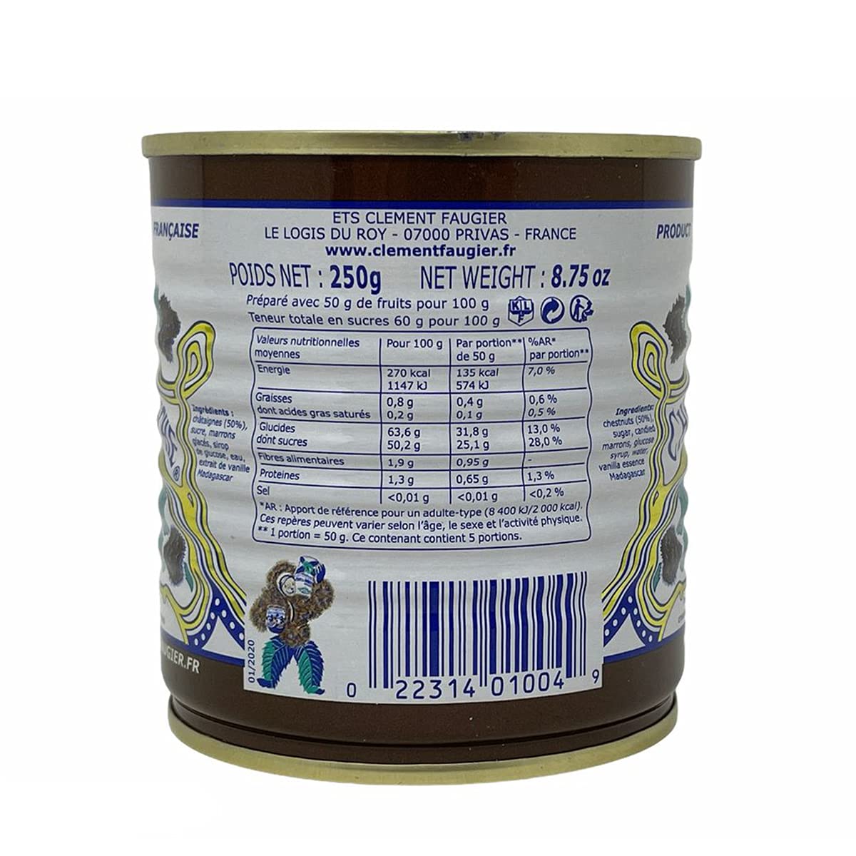 Clement Faugier Die originale Maronencreme mit Vanille aus Frankreich 250 Gramm, Menge:12 Stck.