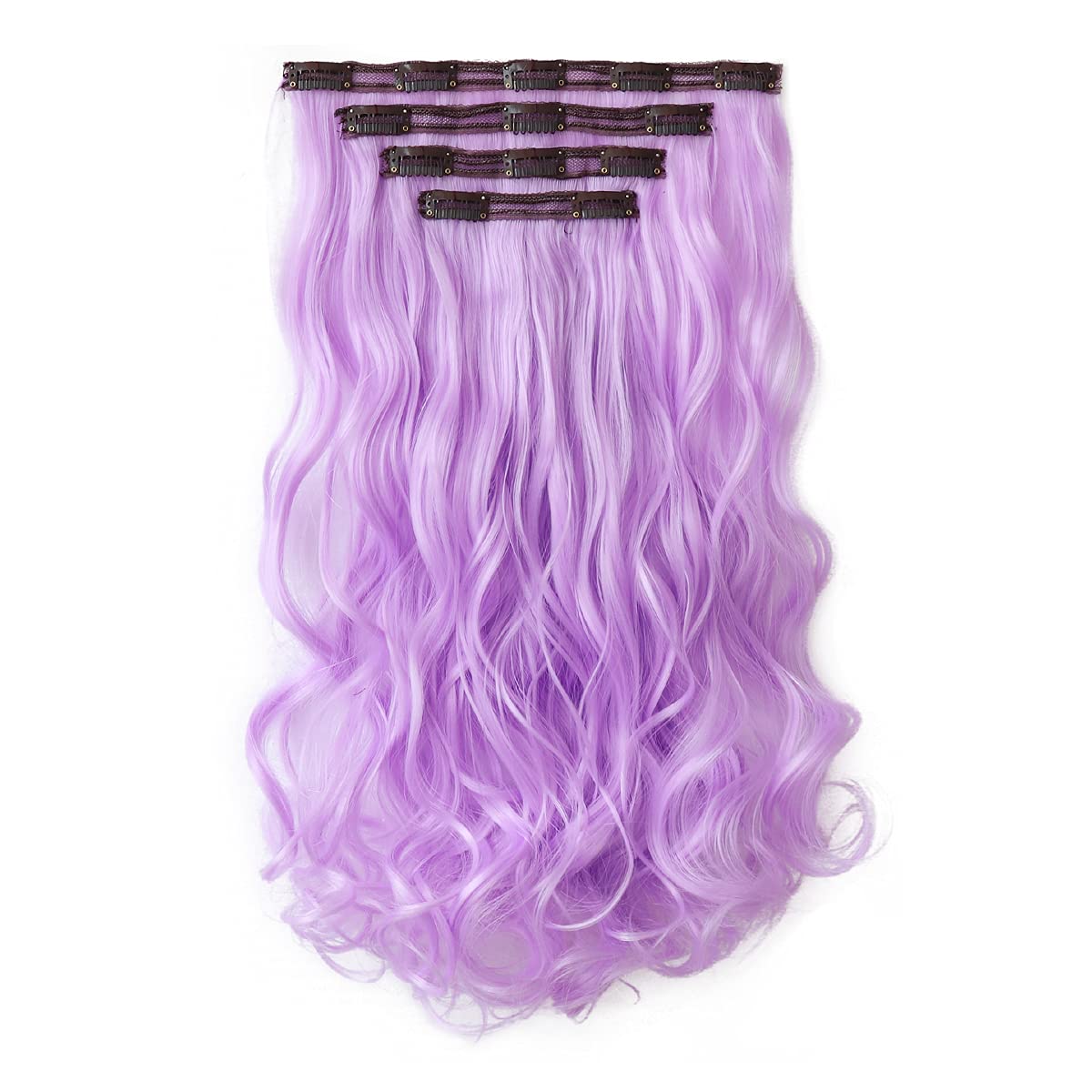 RIVANPurple Clip in Hair Extensions 22" 4pcs Wavy Fashion Hairpieces Colored for Party Highlights
