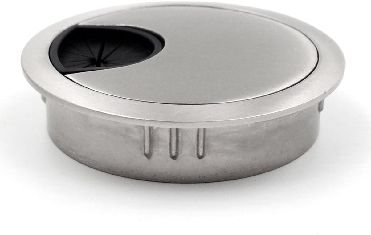 Jetland Desk Grommet for Wire Organizer - Brushed Silver, Fits 2" Hole, GBS53, 5-Pack