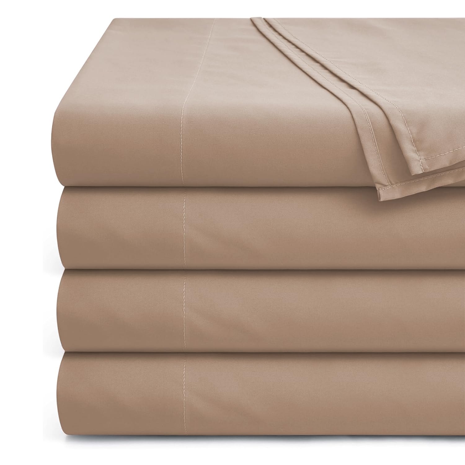 Hafaa Flat Sheet 100% Egyptian Cotton Bed Sheets 200 Thread Count Super Soft & Breathable Hotel Quality Bed Sheet - Wrinkle & Shrinkage Resistant (Beige, Super King 4 Pack) โ image 1
