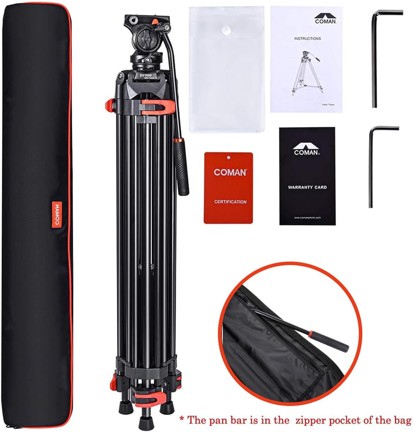 Heavy Duty Tripod Professional Video Tripod Aluminium 72inch with 360 Degree Fluid Head for Canon Nikon DSLR Camcorder Cameras