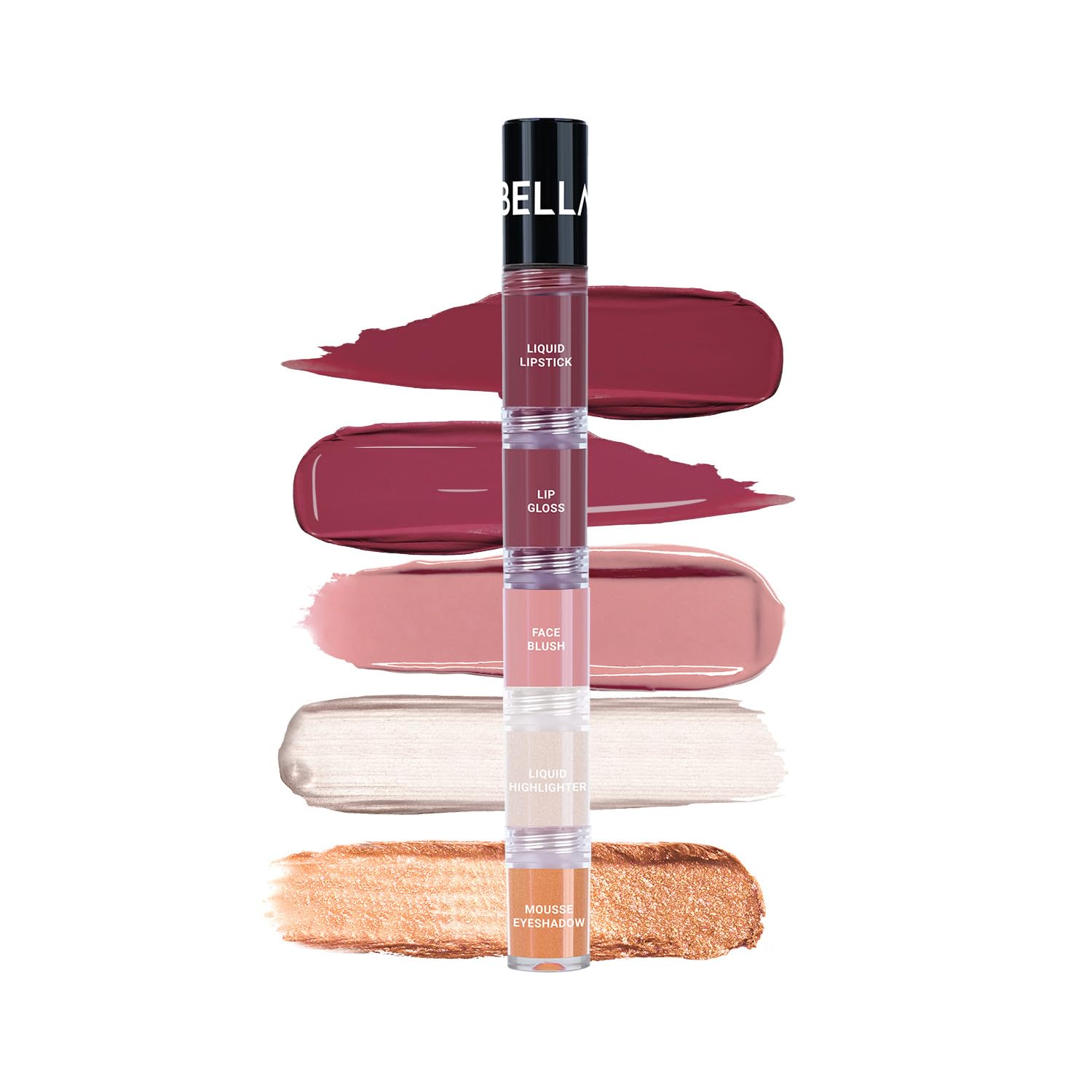BELLAVITA High Five 5-in-1 Face Glam Makeup Stack- Eyeshadow, Highlighter, Lip Gloss, Lipstick & Blush | Long-Lasting, Smudge-Proof, Travel-Friendly | Smooth Talker | 4.3ml