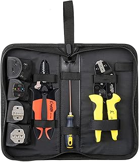 lifcasual Professional 4 Em 1 Alicate de Crimpagem de Engenharia de Alicate de Crimpagem Terminal de Alicate Bootlace Virola Crimpador Terminais de Extremidade do Cabo da Ferramenta com Descascador de