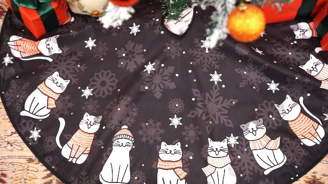 Jupe De Sapin De Noël Noire 122cm - Polyester - Décoration Intérieur/extérieur - Avec Attaches