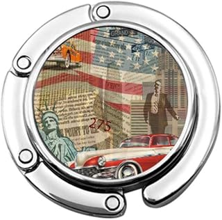 Percha para bolso de mesa, diseño retro de piel de oveja, para periódicos, con ganchos de mesa, diseño único, plegable, secciones de almacenamiento para bolsa