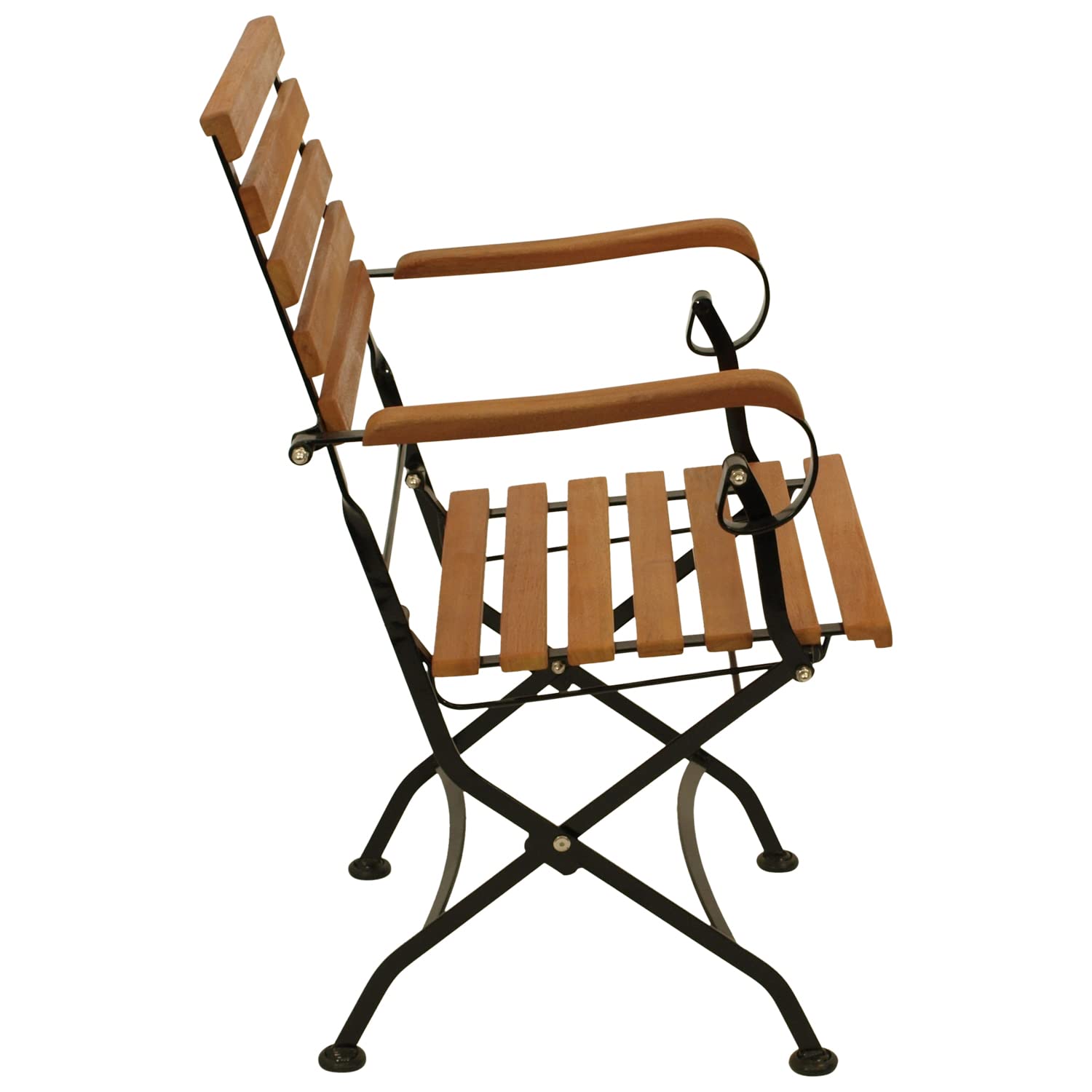 DEGAMO Klappsessel Gartenstuhl HOFGARTEN mit Armlehnen, Gestell Flachstahl schwarz pulverbeschichtet, Belattung Eukalyptus Hartholz, klappbar, Outdoor, 2 STÜCK